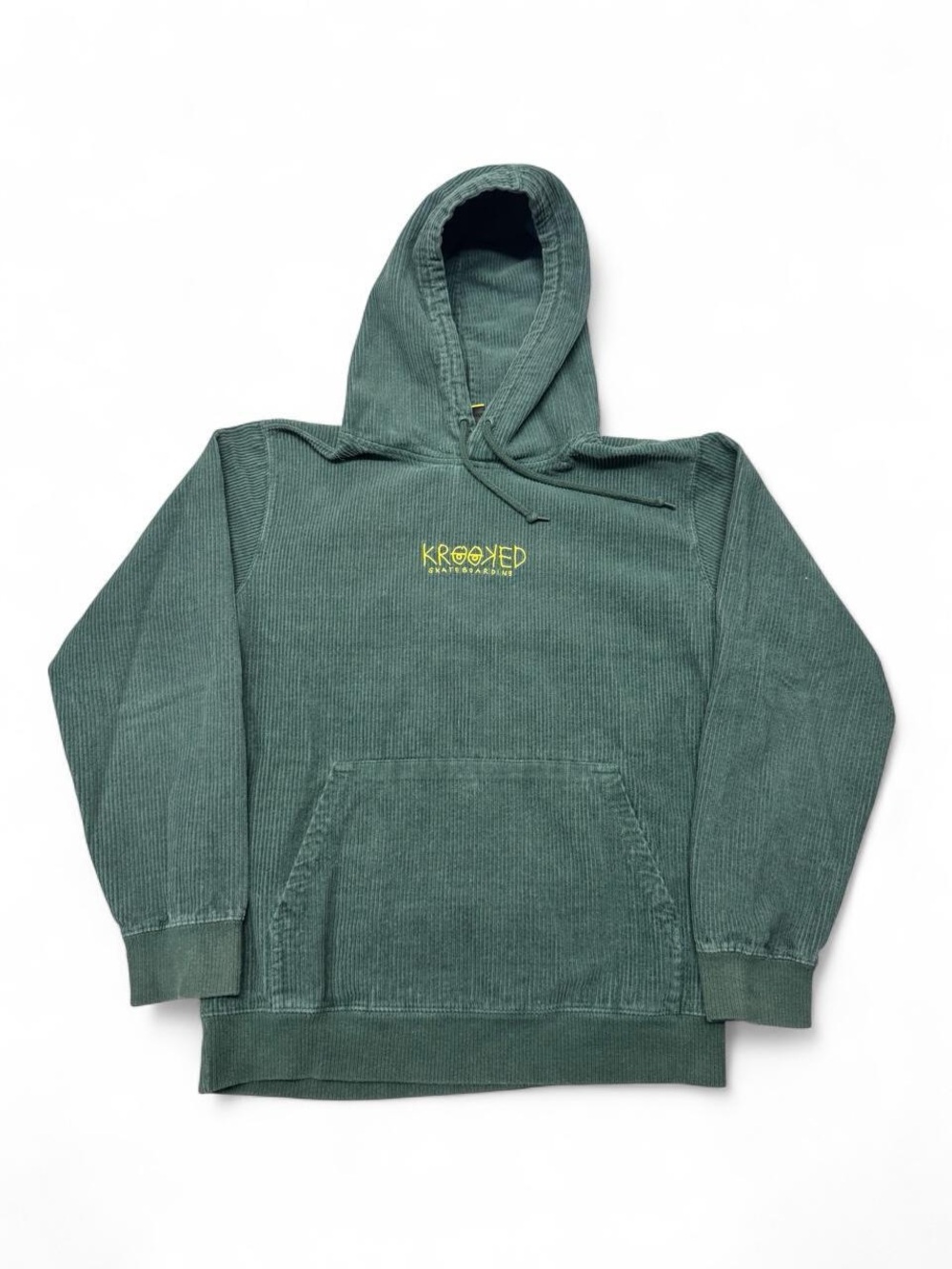 Krooked skateboarding embroidered pullover corduroy hoodie green S mens
